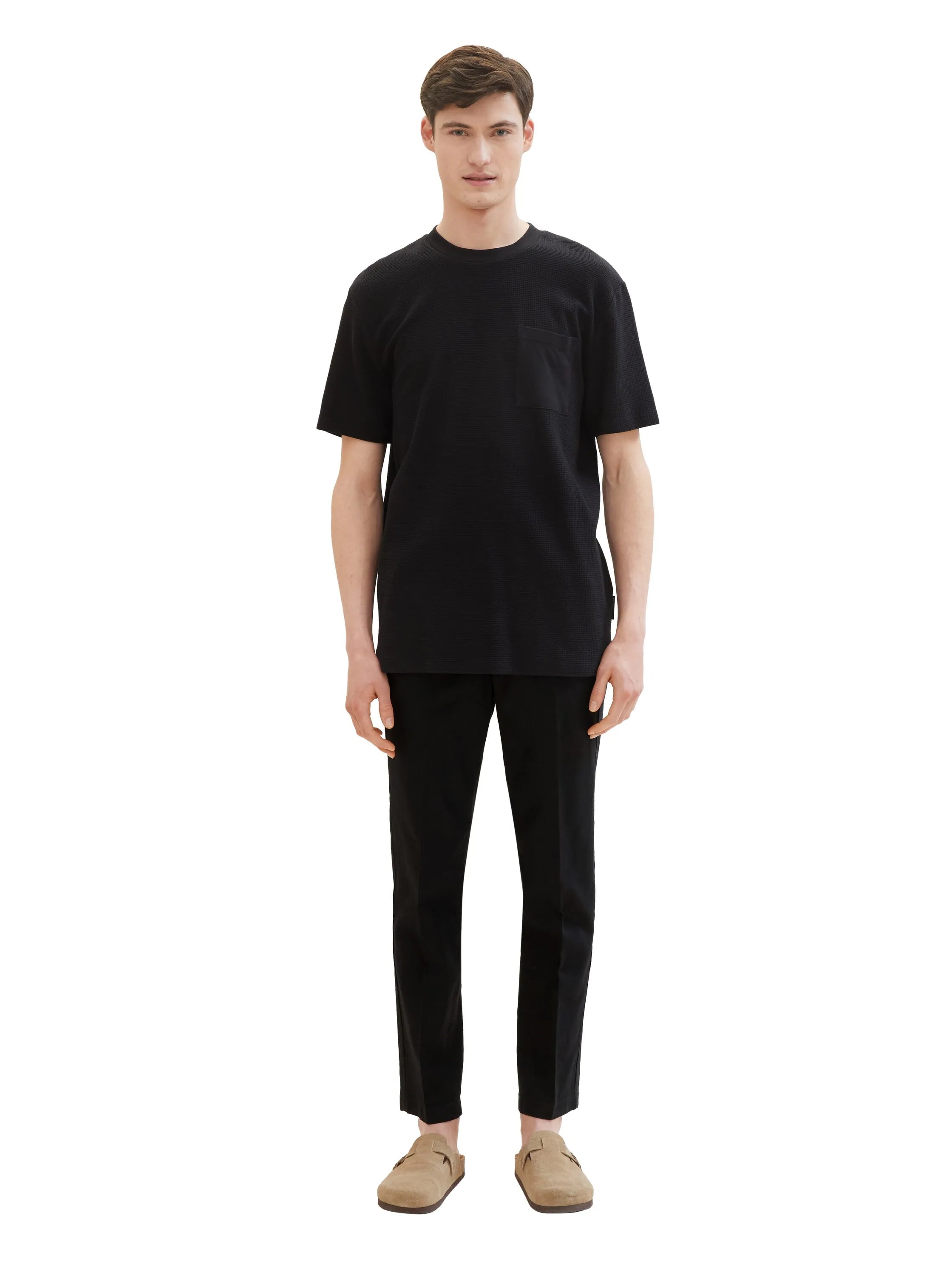 Denim Tom Tailor Black Men Relaxed Tapered Trousers with Linen SKU: 1040251_29999 Image 07