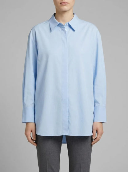 Tom Tailor Light Fjord Blue Women Plain-Coloured Blouse with Tencelª Lyocell SKU: 1040315_34587 Image 00