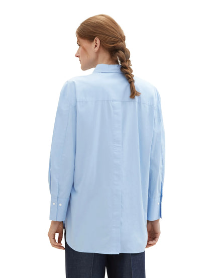 Tom Tailor Light Fjord Blue Women Plain-Coloured Blouse with Tencelª Lyocell SKU: 1040315_34587 Image 03