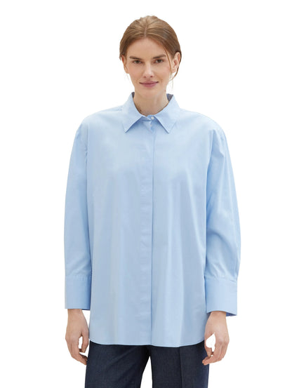 Tom Tailor Light Fjord Blue Women Plain-Coloured Blouse with Tencelª Lyocell SKU: 1040315_34587 Image 06