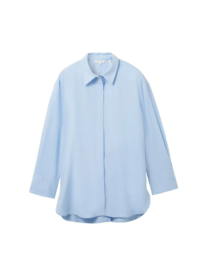 Tom Tailor Light Fjord Blue Women Plain-Coloured Blouse with Tencelª Lyocell SKU: 1040315_34587 Image 07