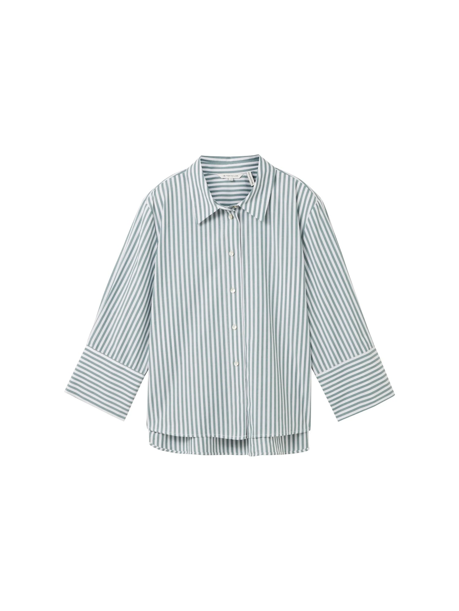 Tom Tailor Green Offwhite Vertical Stripe Women Striped Blouse with Tencelª Lyocell SKU: 1040316_34797 Image 07