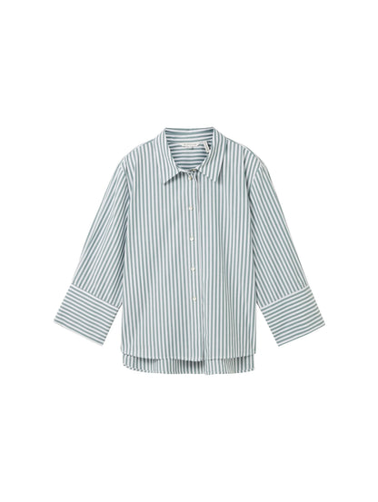 Tom Tailor Green Offwhite Vertical Stripe Women Striped Blouse with Tencelª Lyocell SKU: 1040316_34797 Image 07