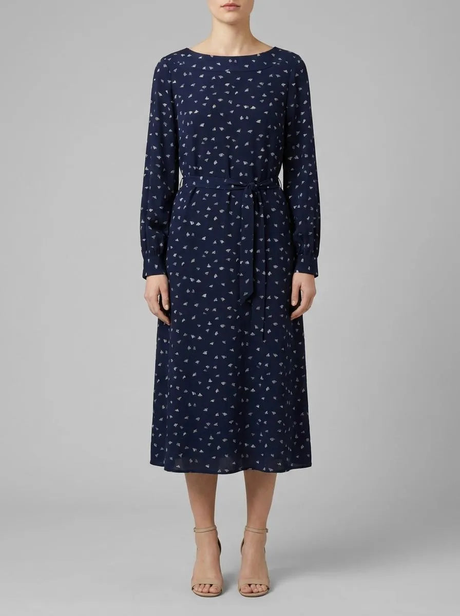 Tom Tailor Navy Minimal Print Women Patterned Dress with Lenzingª Ecoveroª  SKU: 1040358_34749 Image 00