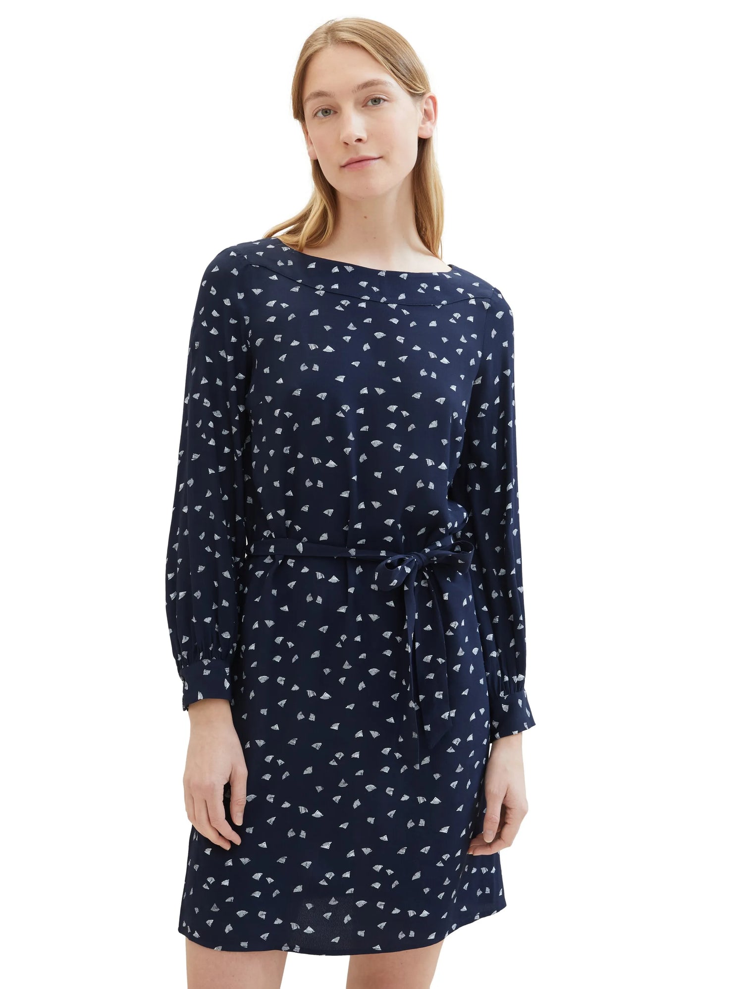 Tom Tailor Navy Minimal Print Women Patterned Dress with Lenzingª Ecoveroª  SKU: 1040358_34749 Image 01