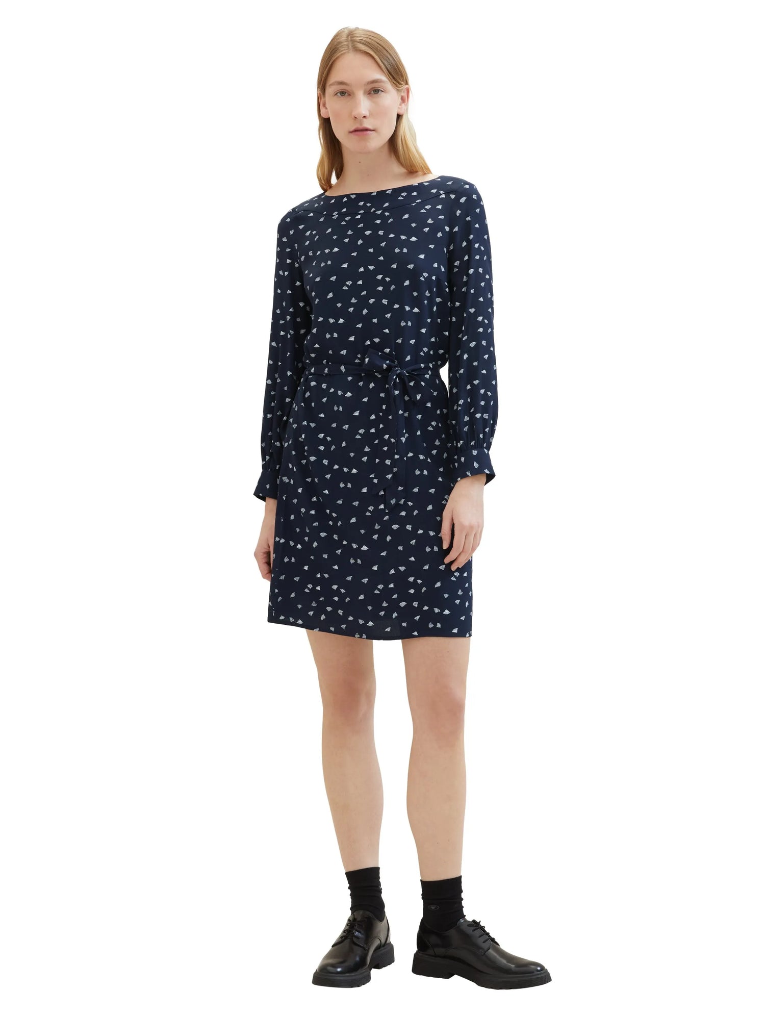Tom Tailor Navy Minimal Print Women Patterned Dress with Lenzingª Ecoveroª  SKU: 1040358_34749 Image 02