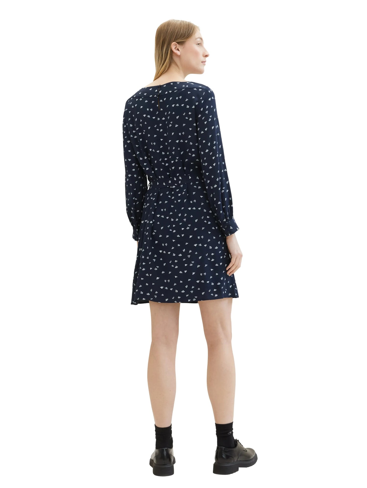 Tom Tailor Navy Minimal Print Women Patterned Dress with Lenzingª Ecoveroª  SKU: 1040358_34749 Image 03
