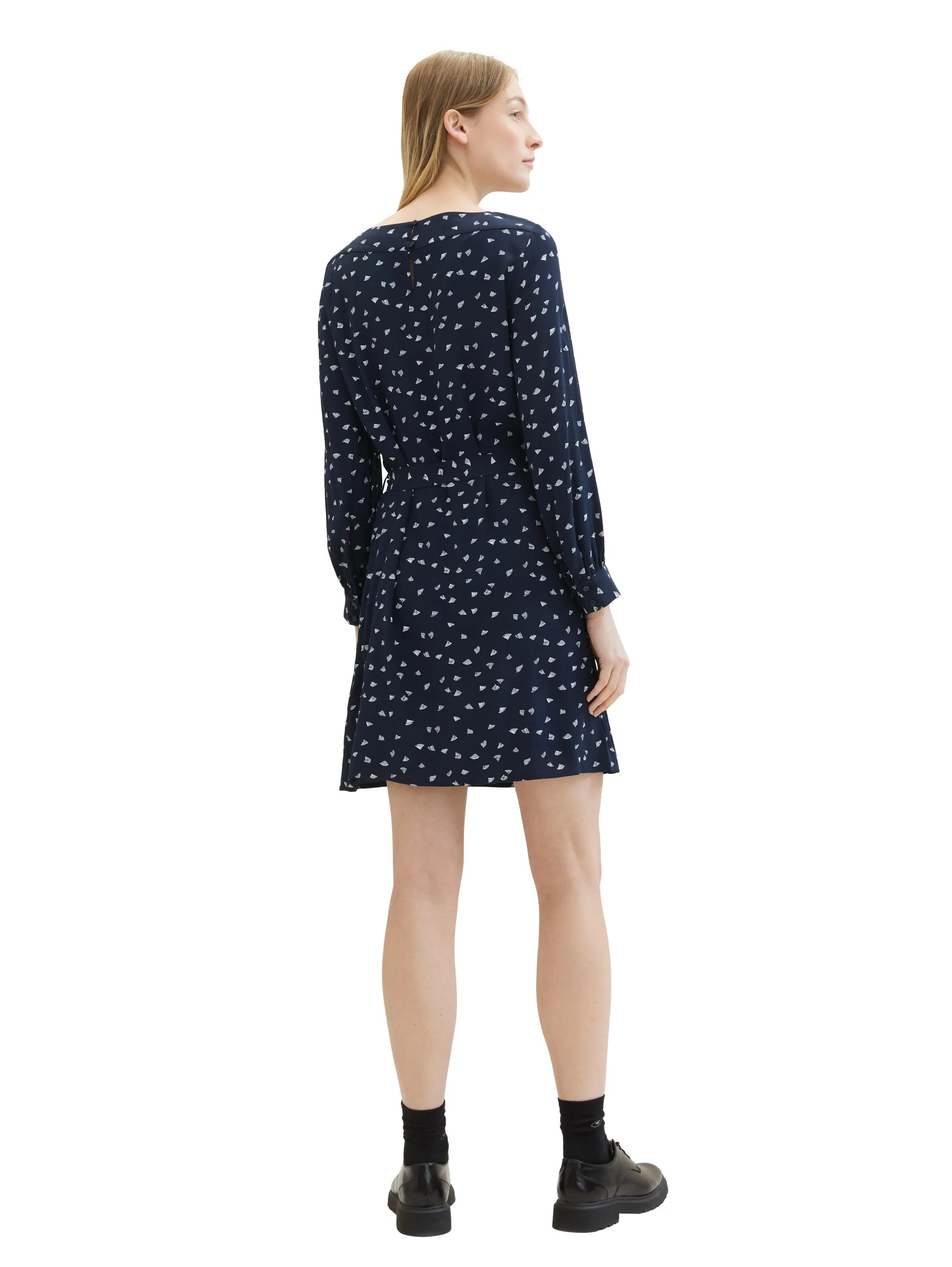Tom Tailor Navy Minimal Print Women Patterned Dress with Lenzingª Ecoveroª  SKU: 1040358_34749 Image 03