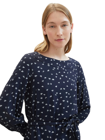 Tom Tailor Navy Minimal Print Women Patterned Dress with Lenzingª Ecoveroª  SKU: 1040358_34749 Image 04