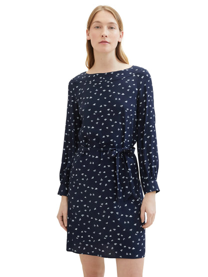 Tom Tailor Navy Minimal Print Women Patterned Dress with Lenzingª Ecoveroª  SKU: 1040358_34749 Image 05