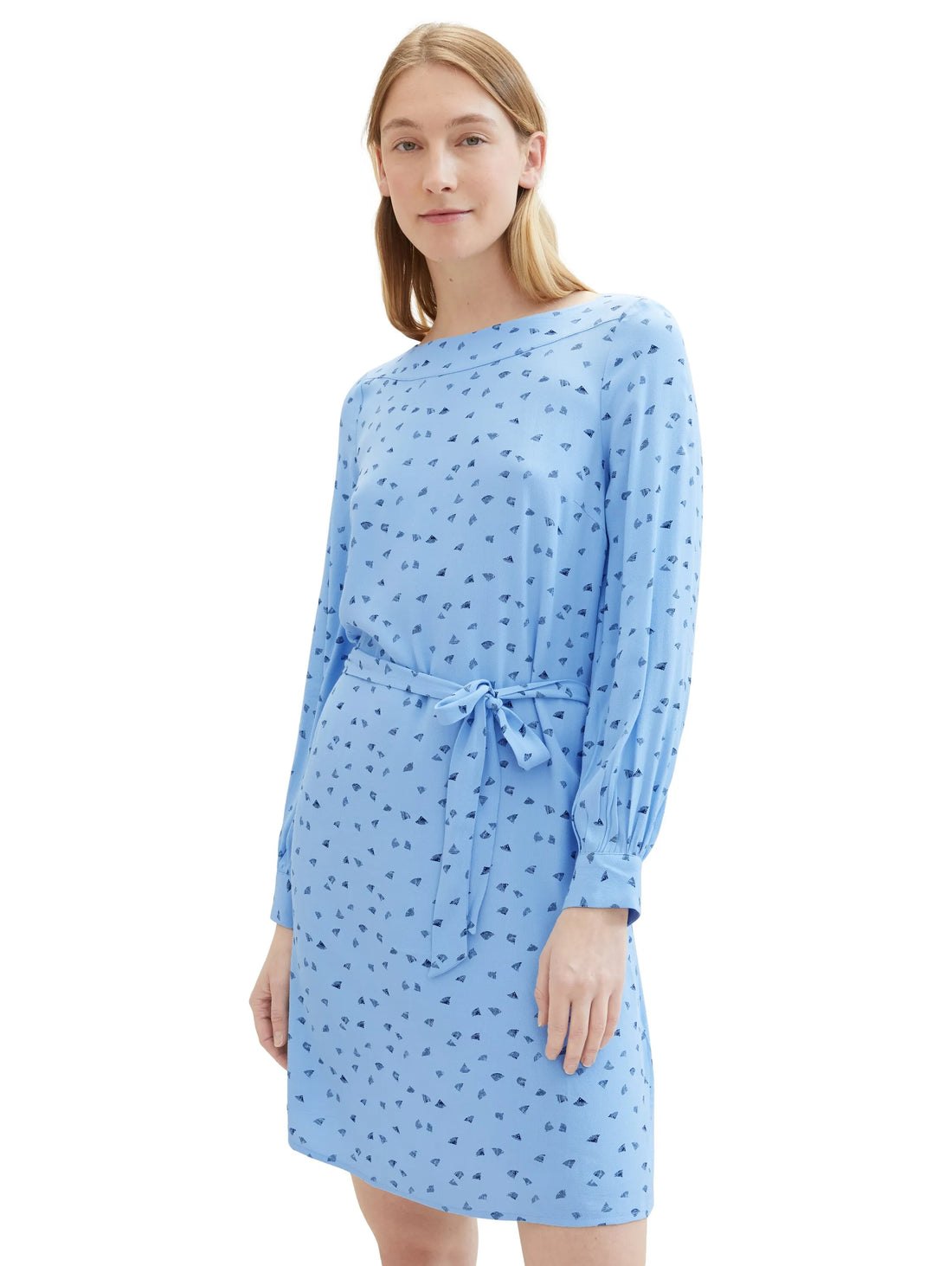 Tom Tailor Blue Minimal Print Women Patterned Dress with Lenzingª Ecoveroª  SKU: 1040358_34751 Image 01