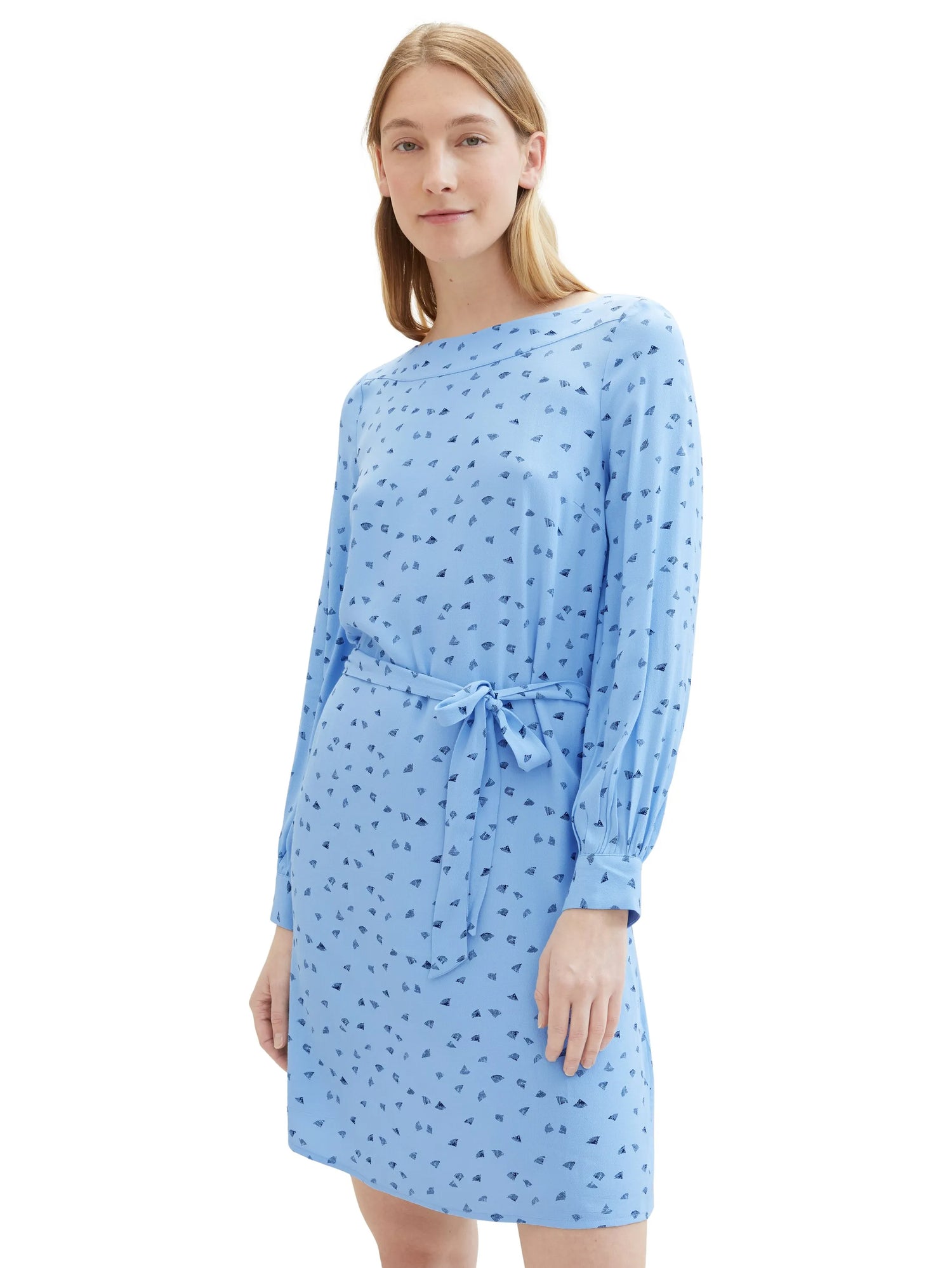 Tom Tailor Blue Minimal Print Women Patterned Dress with Lenzingª Ecoveroª  SKU: 1040358_34751 Image 01