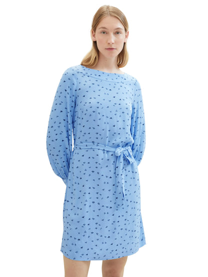 Tom Tailor Blue Minimal Print Women Patterned Dress with Lenzingª Ecoveroª  SKU: 1040358_34751 Image 04