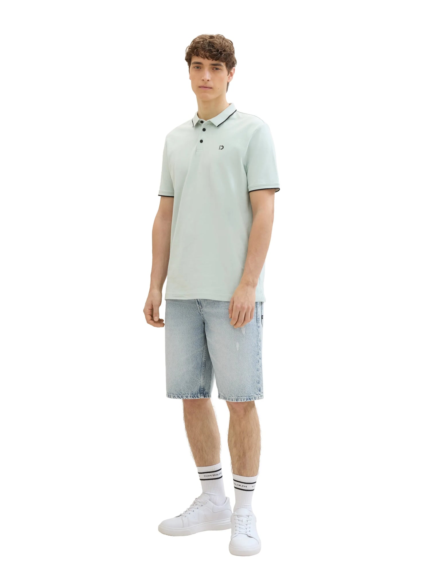 Denim Tom Tailor Sea Foam Men Basic Polo Shirt SKU: 1040473_17549 Image 02