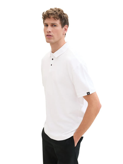 Denim Tom Tailor White Men Relaxed Polo Shirt with Organic Cotton SKU: 1040476_20000 Image 01