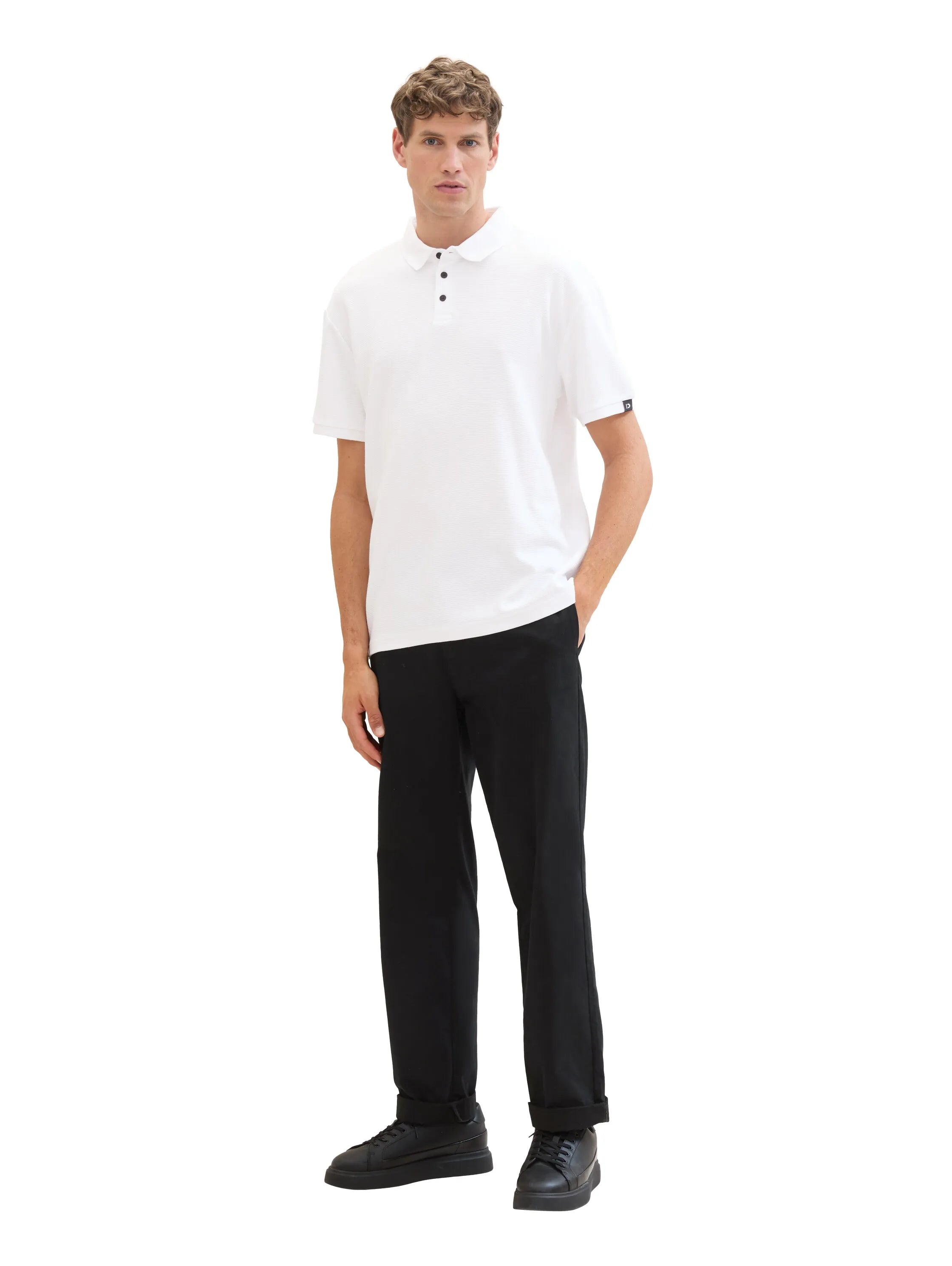 Denim Tom Tailor White Men Relaxed Polo Shirt with Organic Cotton SKU: 1040476_20000 Image 02