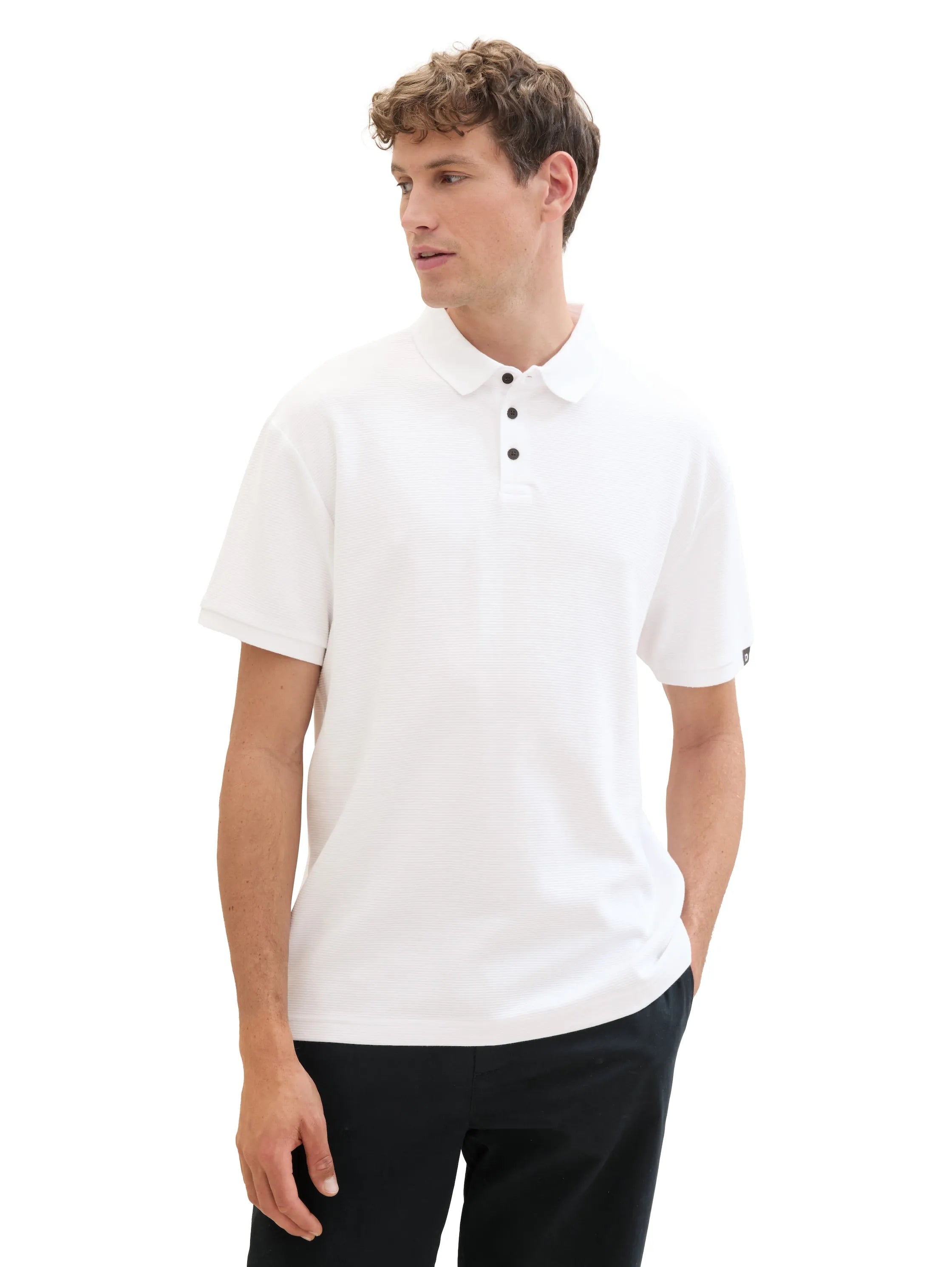 Denim Tom Tailor White Men Relaxed Polo Shirt with Organic Cotton SKU: 1040476_20000 Image 04