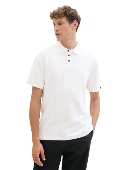 Denim Tom Tailor White Men Relaxed Polo Shirt with Organic Cotton SKU: 1040476_20000 Image 04