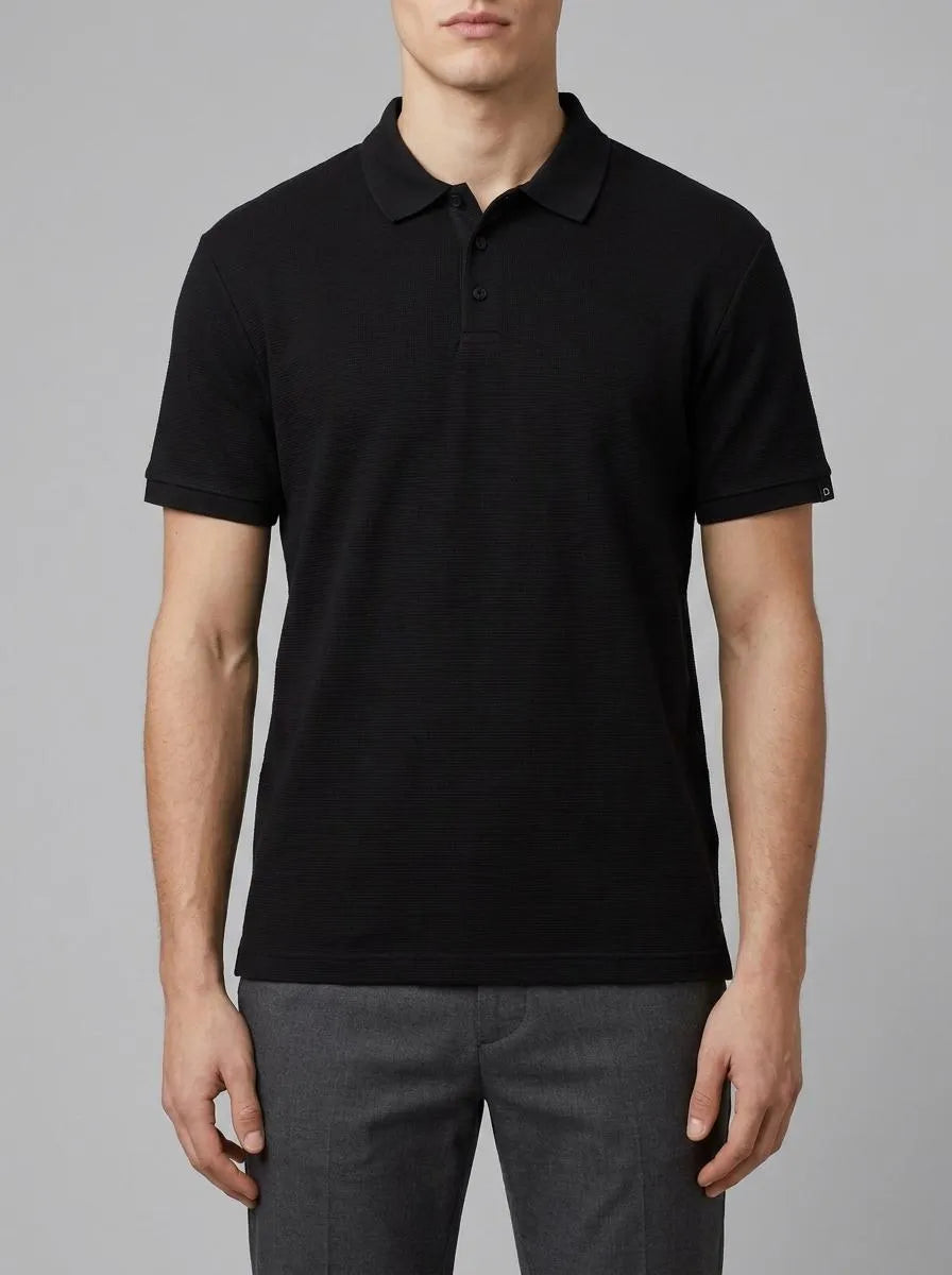 Denim Tom Tailor Black Men Relaxed Polo Shirt with Organic Cotton SKU: 1040476_29999 Image 00