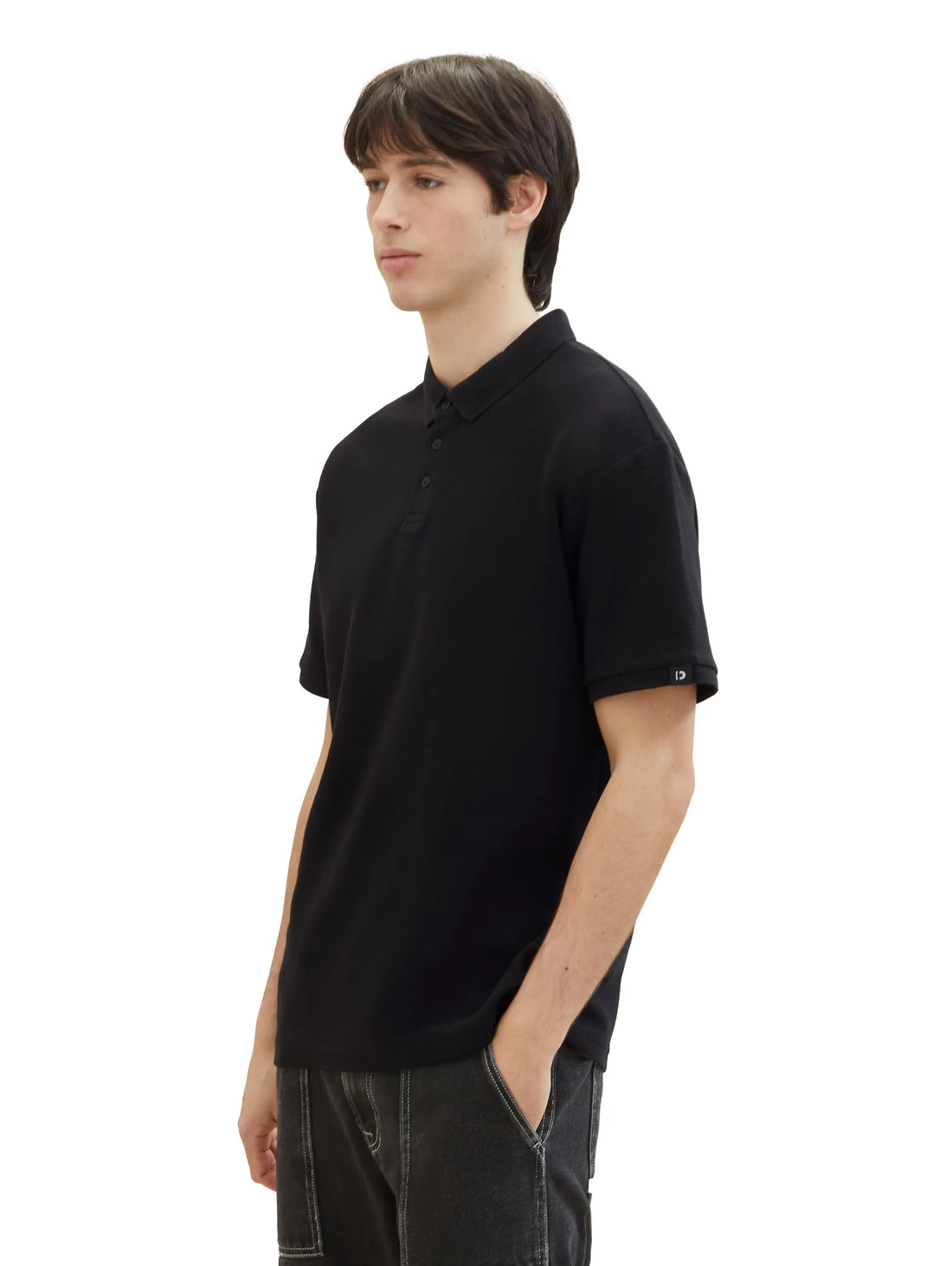 Denim Tom Tailor Black Men Relaxed Polo Shirt with Organic Cotton SKU: 1040476_29999 Image 01
