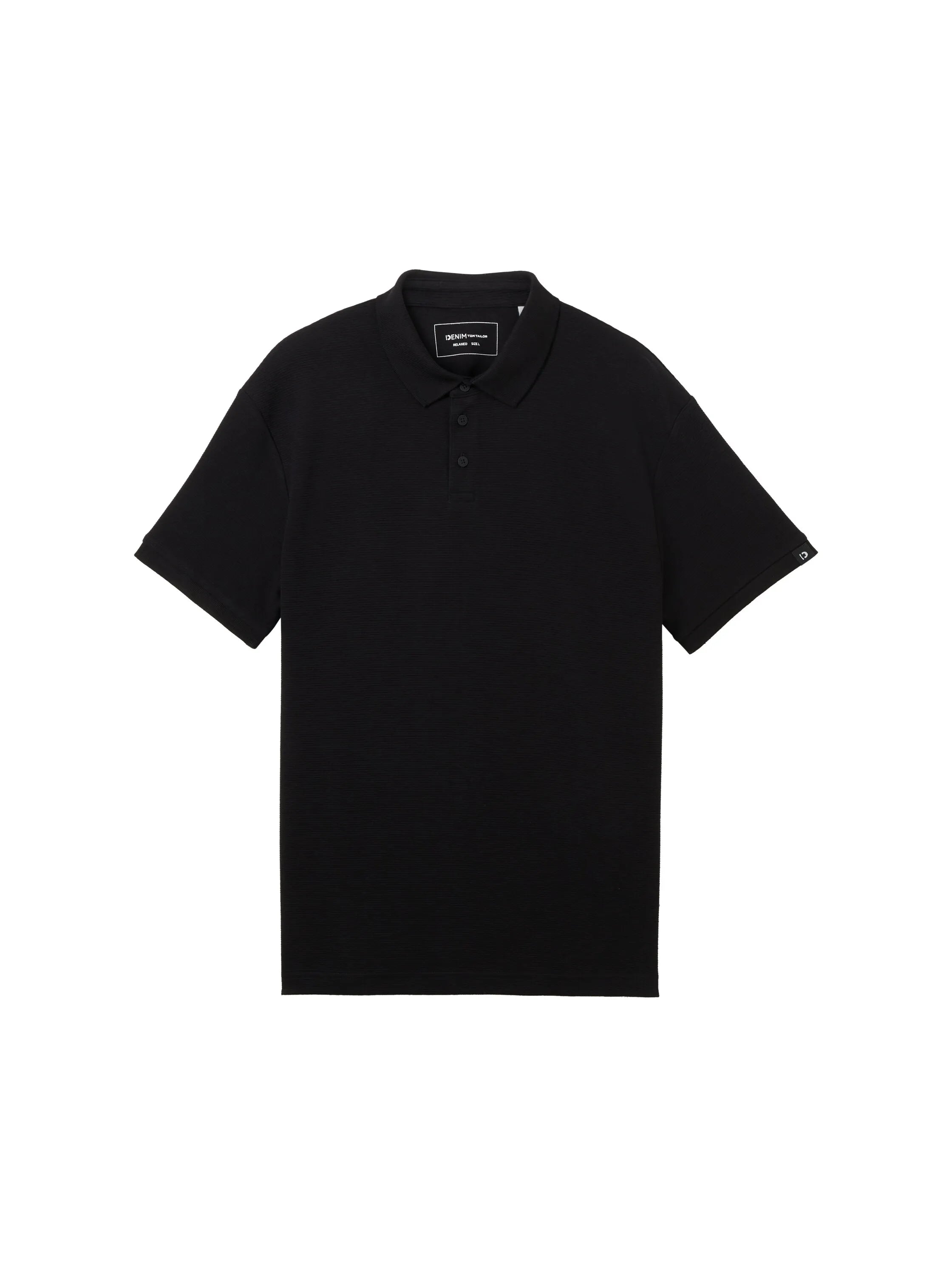 Denim Tom Tailor Black Men Relaxed Polo Shirt with Organic Cotton SKU: 1040476_29999 Image 07