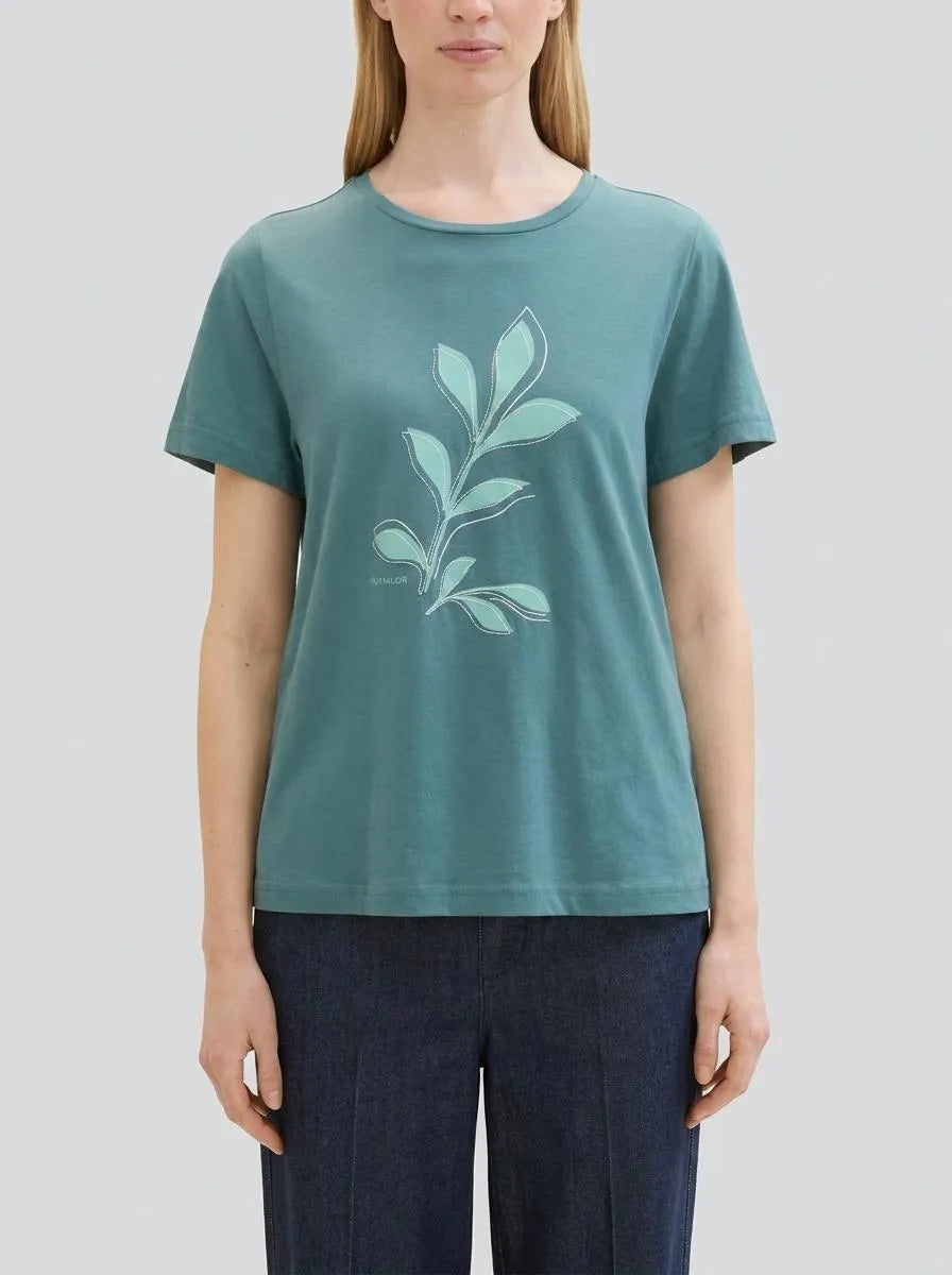 Tom Tailor Sea Pine Green Women T-Shirt with a Print SKU: 1040544_10697 Image 00