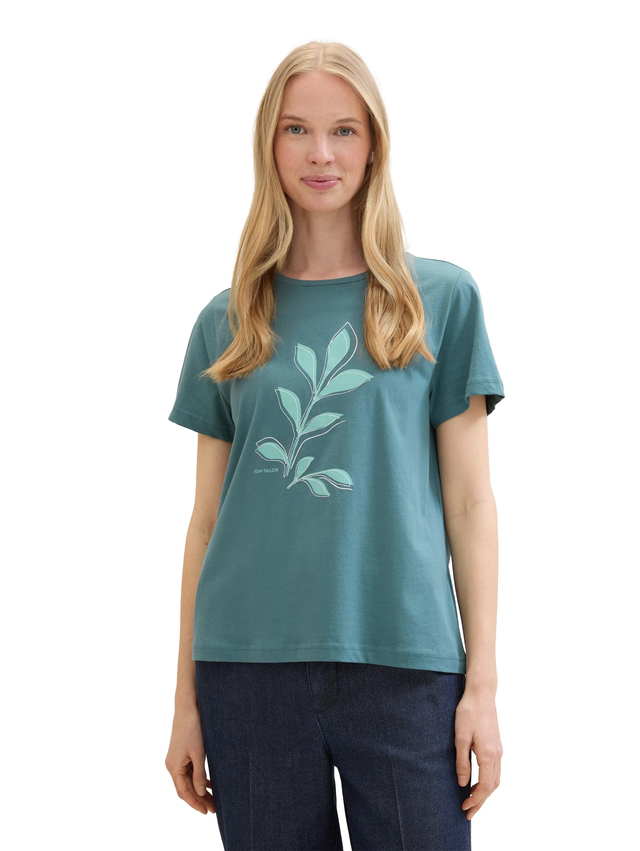 Tom Tailor Sea Pine Green Women T-Shirt with a Print SKU: 1040544_10697 Image 01