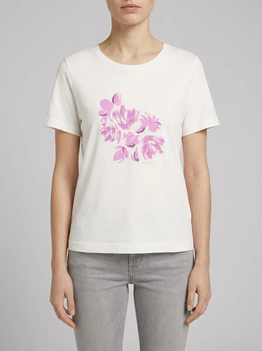 Tom Tailor Offwhite Women T-Shirt with a Print SKU: 1040544_15221 Image 00
