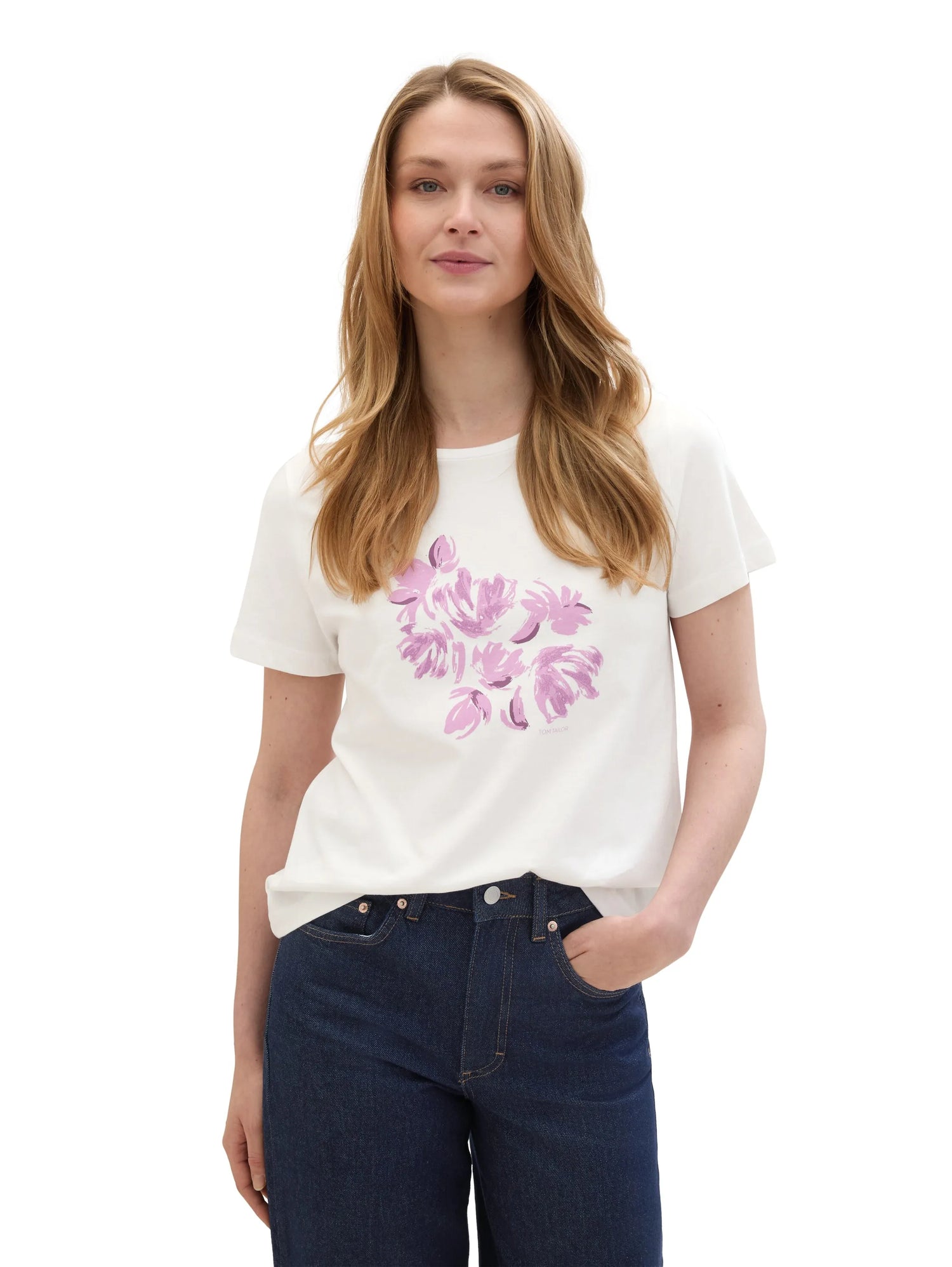 Tom Tailor Offwhite Women T-Shirt with a Print SKU: 1040544_15221 Image 01