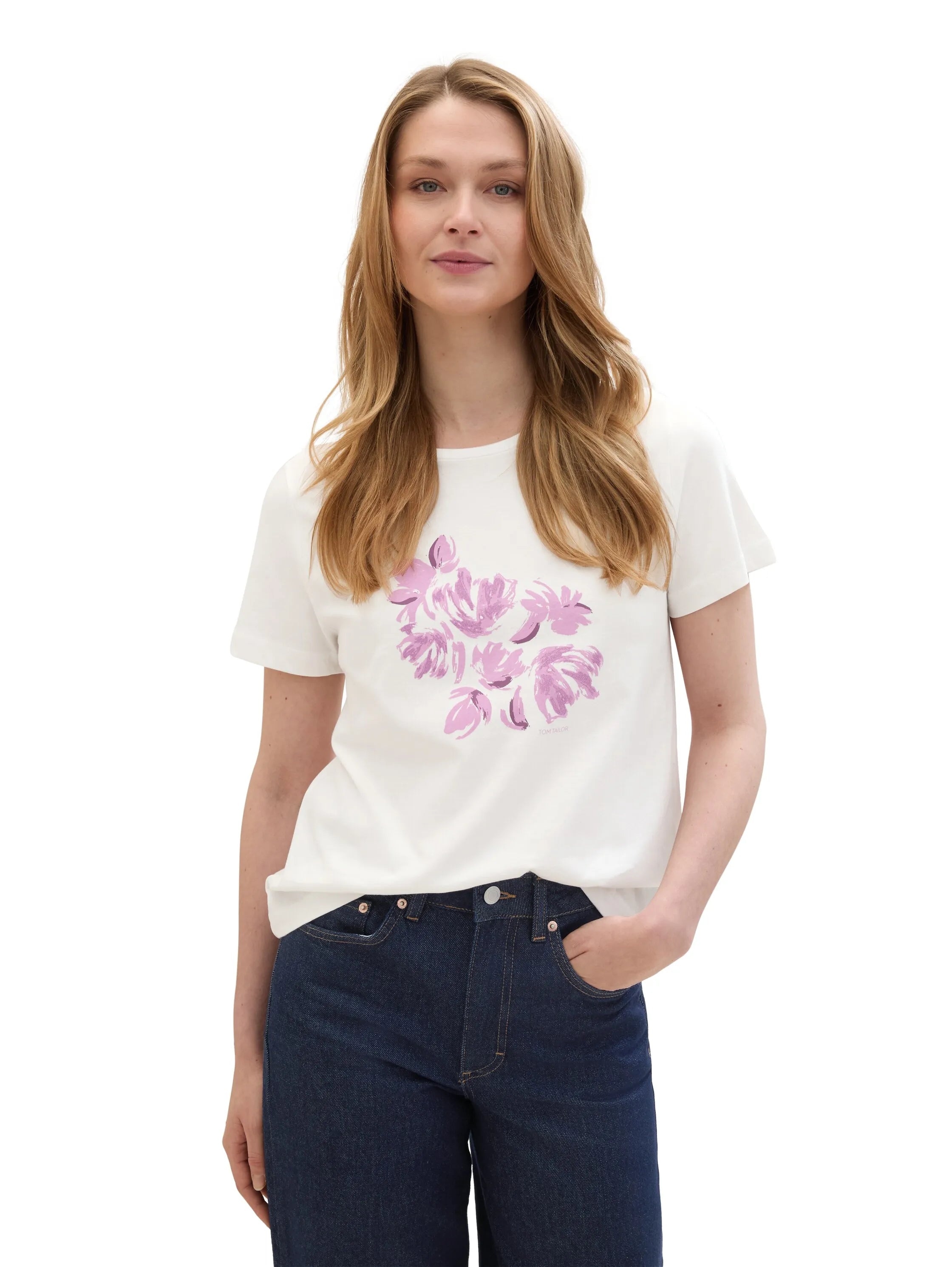 Tom Tailor Offwhite Women T-Shirt with a Print SKU: 1040544_15221 Image 01
