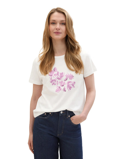 Tom Tailor Offwhite Women T-Shirt with a Print SKU: 1040544_15221 Image 01