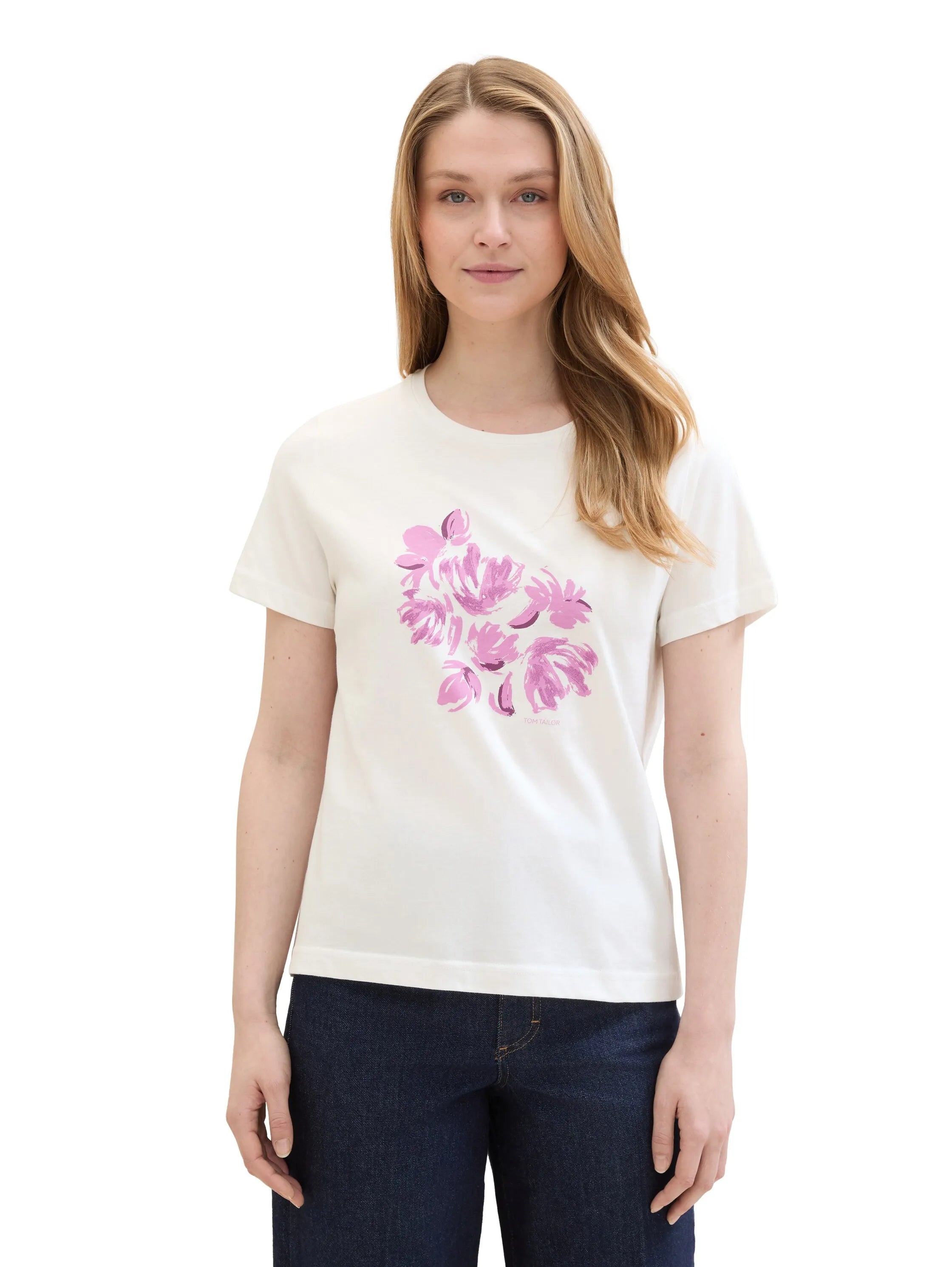 Tom Tailor Offwhite Women T-Shirt with a Print SKU: 1040544_15221 Image 04