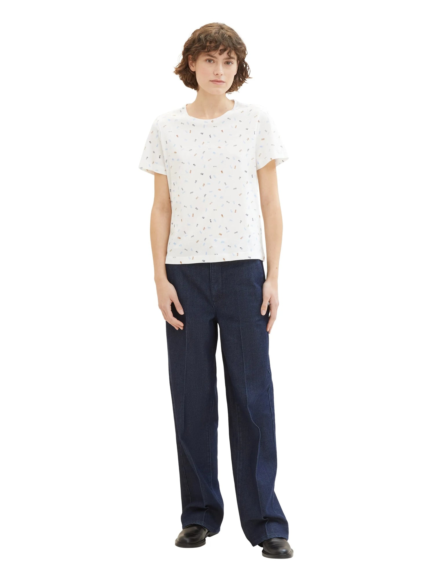 Tom Tailor Offwhite Mutlicolor Minimal Women T-Shirt with a Print SKU: 1040544_34758 Image 02