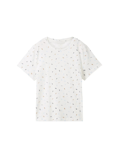 Tom Tailor Offwhite Mutlicolor Minimal Women T-Shirt with a Print SKU: 1040544_34758 Image 07