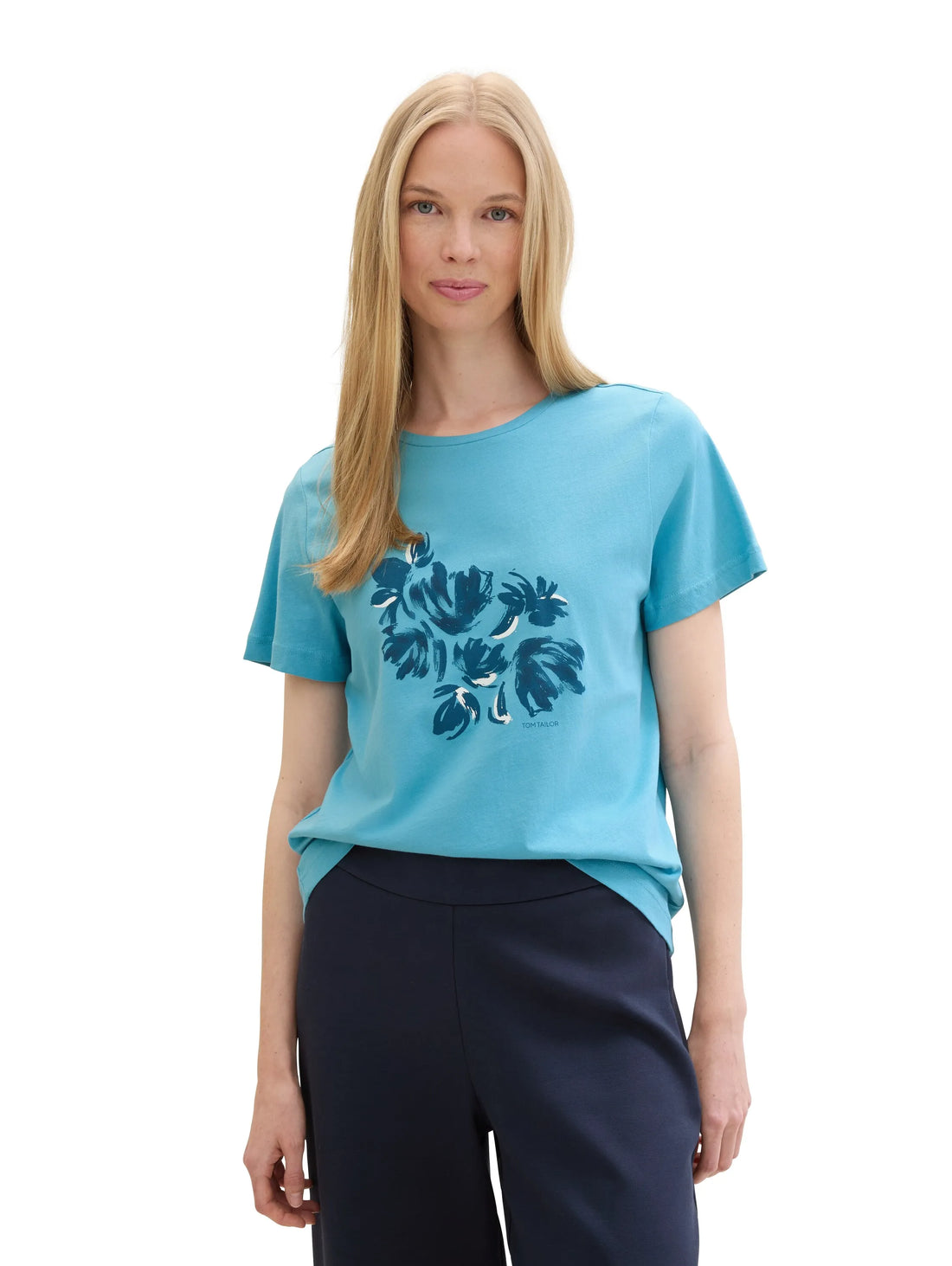 Tom Tailor Light Teal Blue Women T-Shirt with a Print SKU: 1040544_35313 Image 01