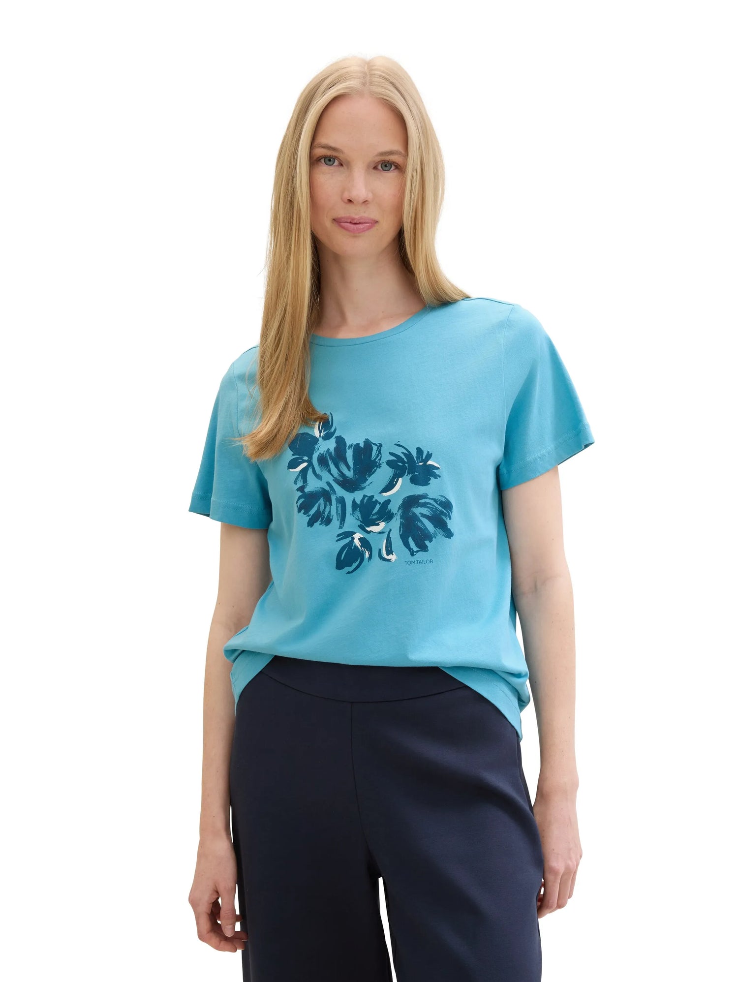 Tom Tailor Light Teal Blue Women T-Shirt with a Print SKU: 1040544_35313 Image 01