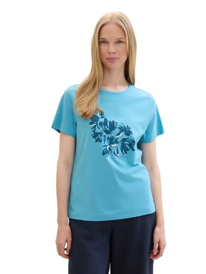 Tom Tailor Light Teal Blue Women T-Shirt with a Print SKU: 1040544_35313 Image 04