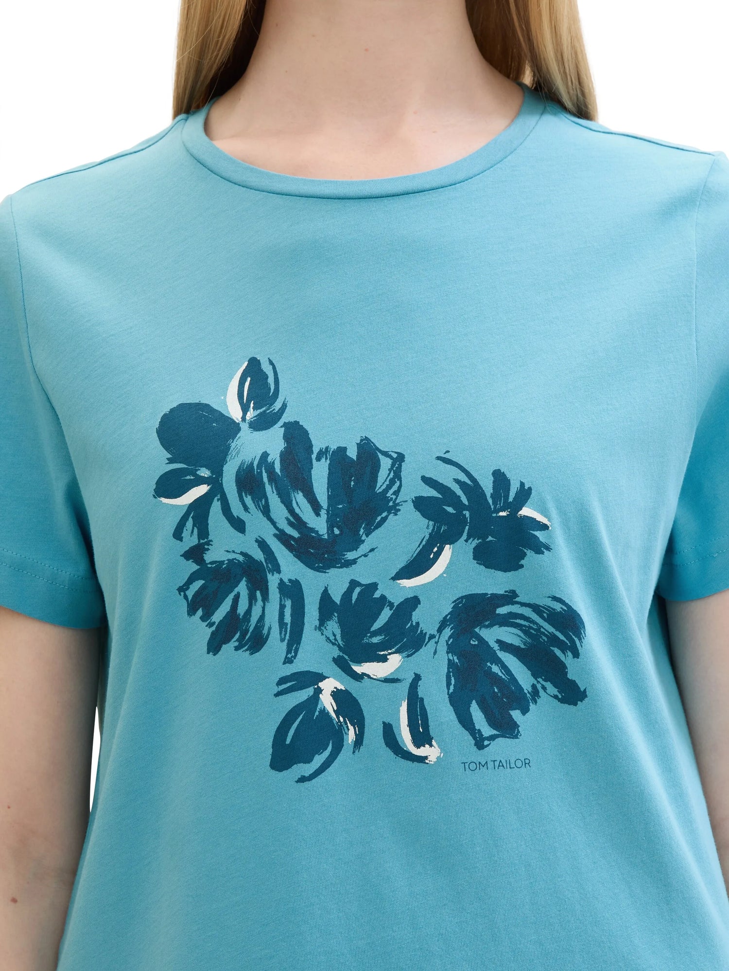 Tom Tailor Light Teal Blue Women T-Shirt with a Print SKU: 1040544_35313 Image 05