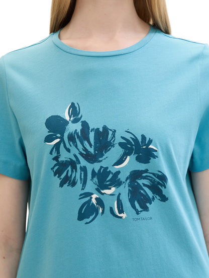 Tom Tailor Light Teal Blue Women T-Shirt with a Print SKU: 1040544_35313 Image 05