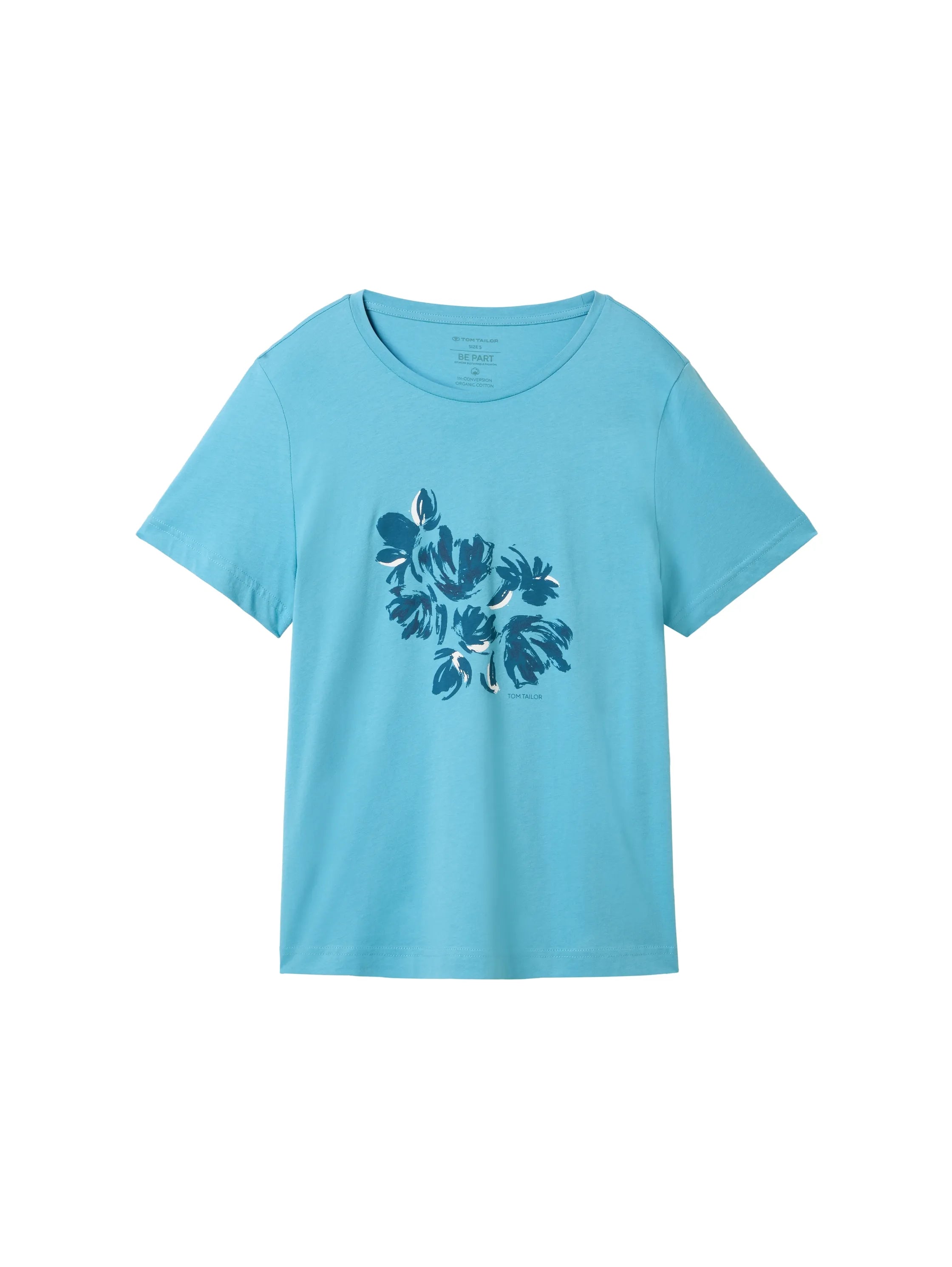 Tom Tailor Light Teal Blue Women T-Shirt with a Print SKU: 1040544_35313 Image 07
