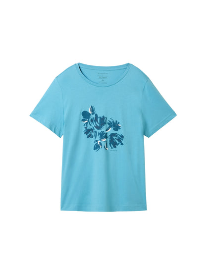 Tom Tailor Light Teal Blue Women T-Shirt with a Print SKU: 1040544_35313 Image 07