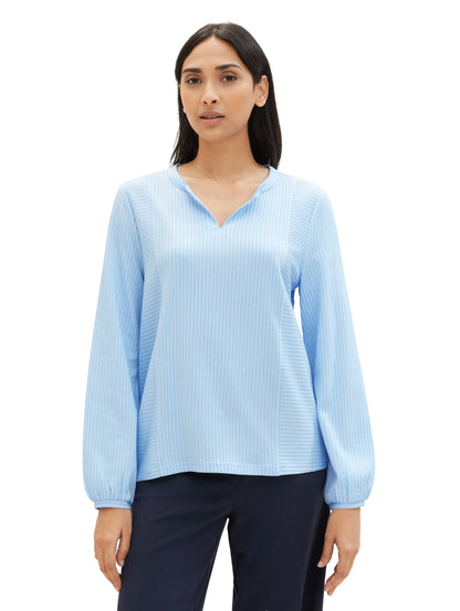 Tom Tailor Blue White Thin Stripe Women Blouse with Striped Pattern SKU: 1040546_34913 Image 04