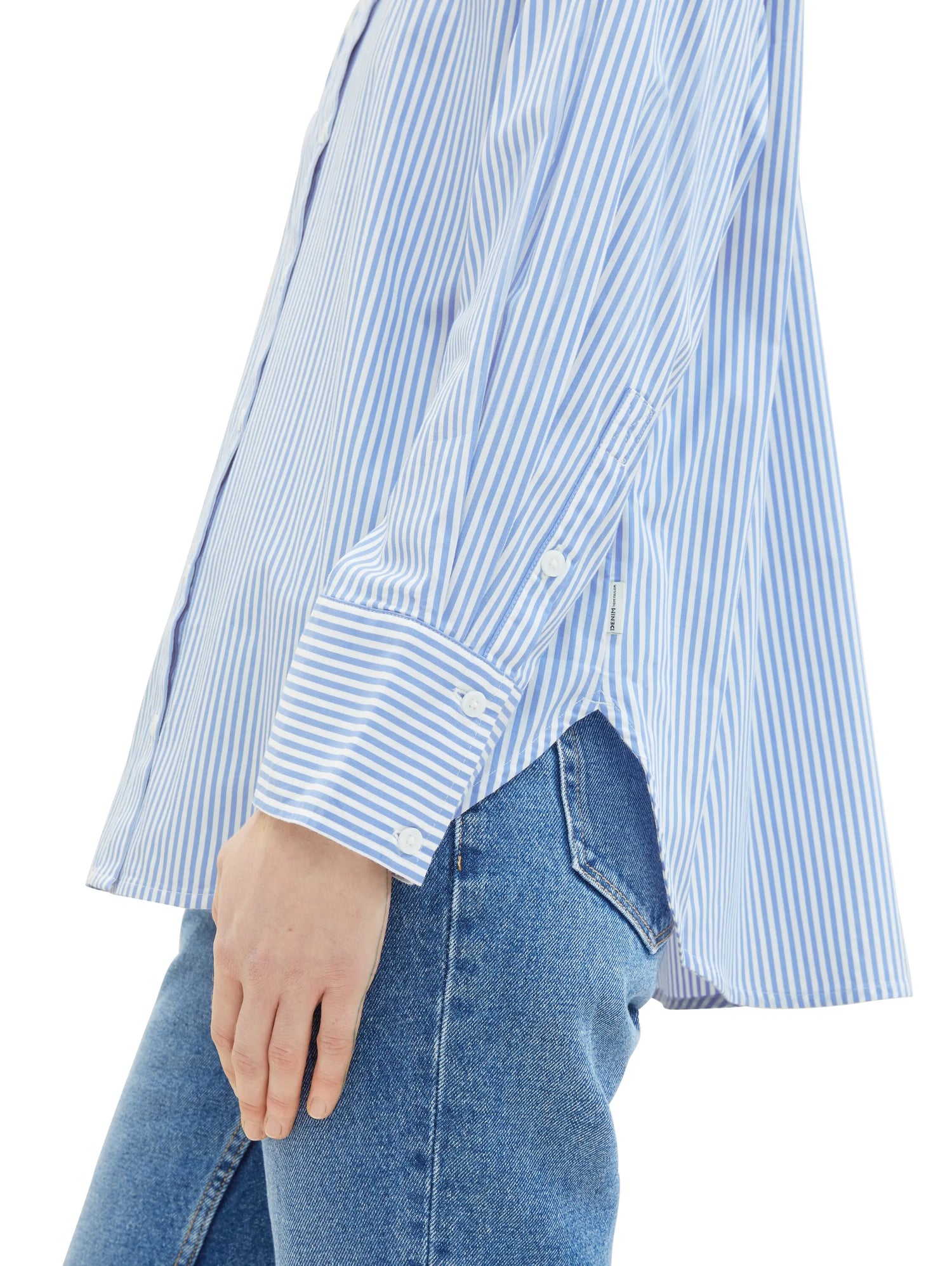 Denim Tom Tailor Blue White Strripe Women Loose Fit Shirt with Stripes SKU: 1040551_34878 Image 04