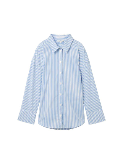 Denim Tom Tailor Blue White Strripe Women Loose Fit Shirt with Stripes SKU: 1040551_34878 Image 06