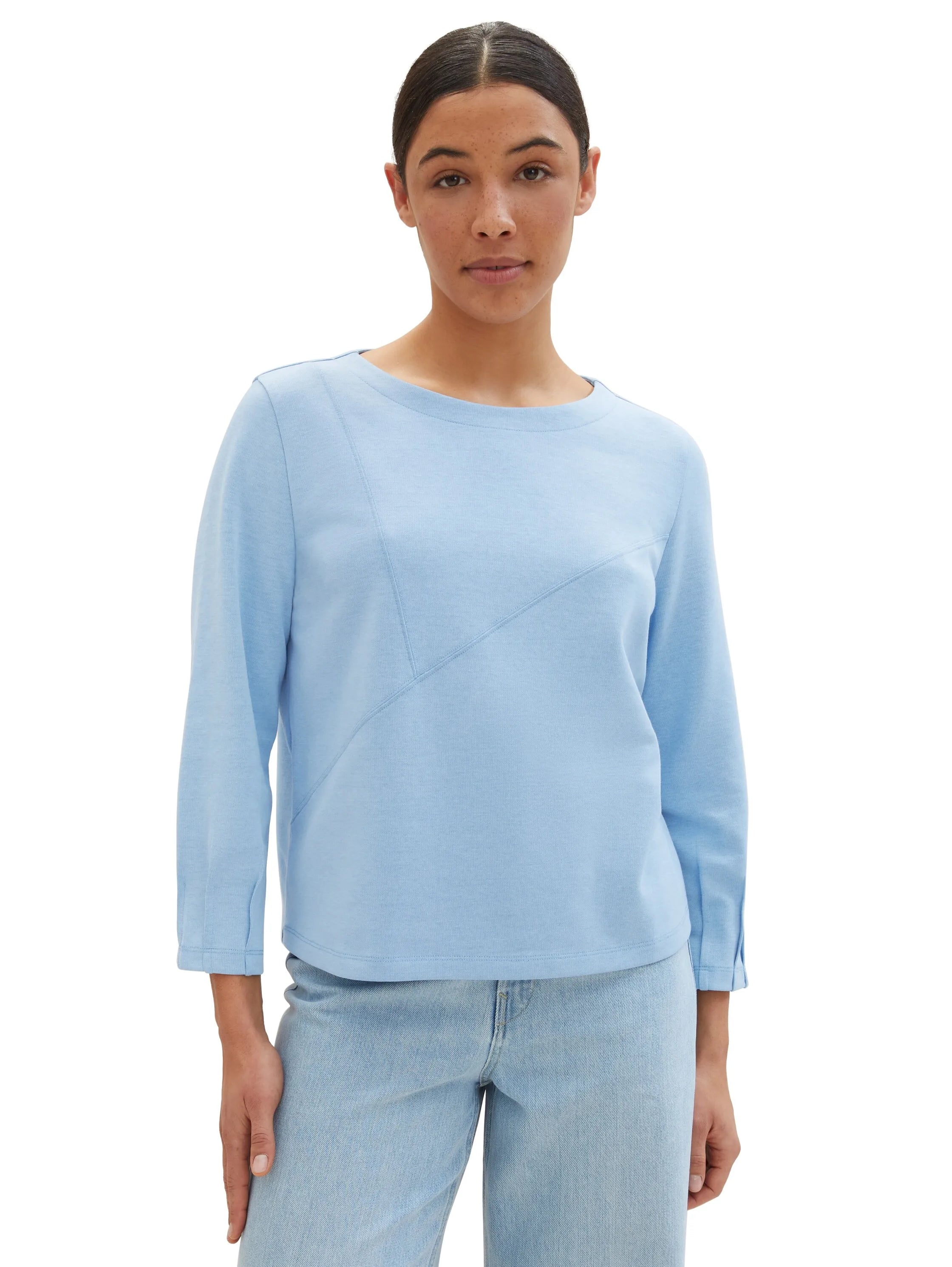 Tom Tailor Light Fjord Blue Women 7/8-Sleeved T-Shirt SKU: 1040566_34587 Image 01