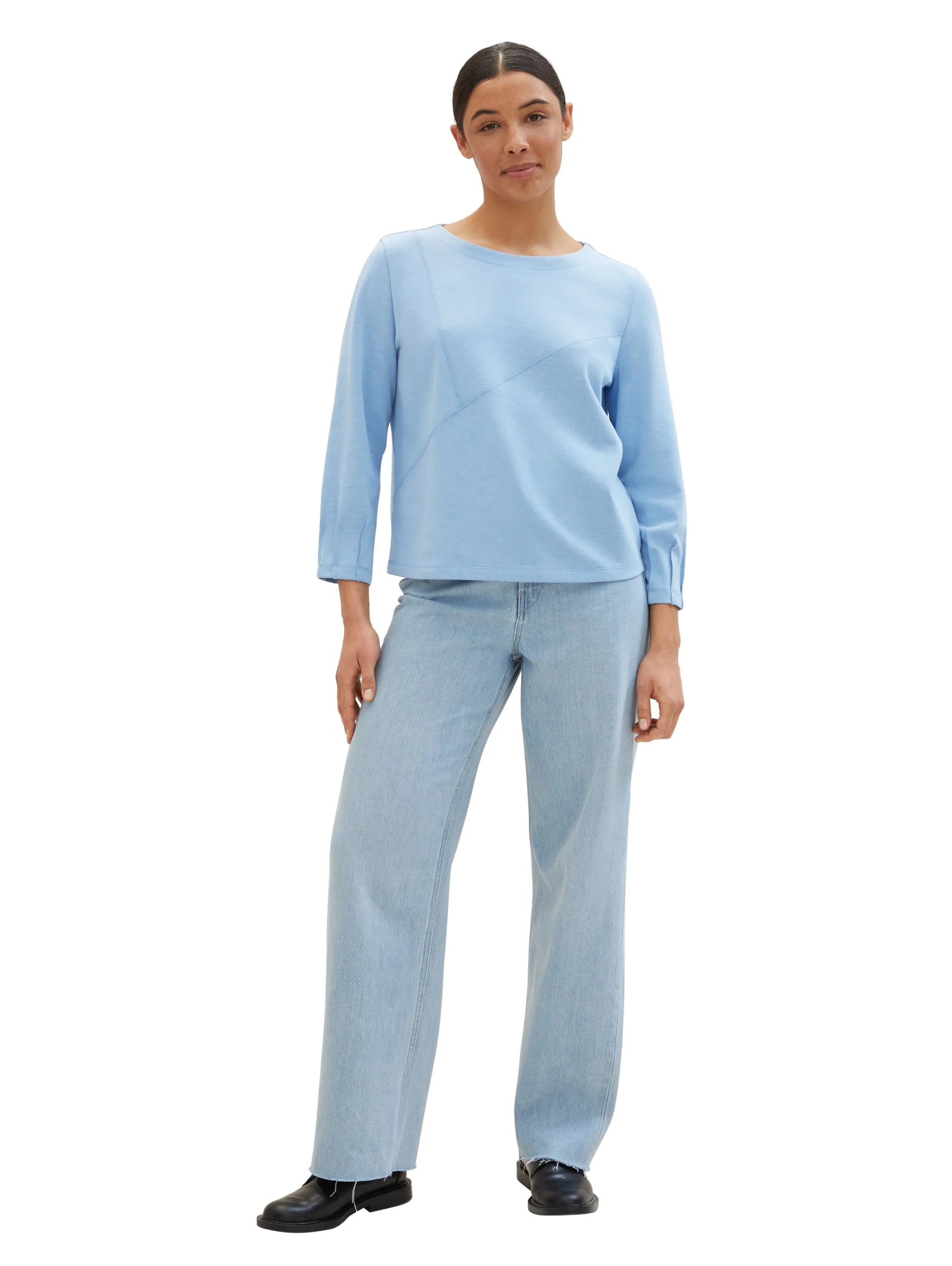 Tom Tailor Light Fjord Blue Women 7/8-Sleeved T-Shirt SKU: 1040566_34587 Image 02