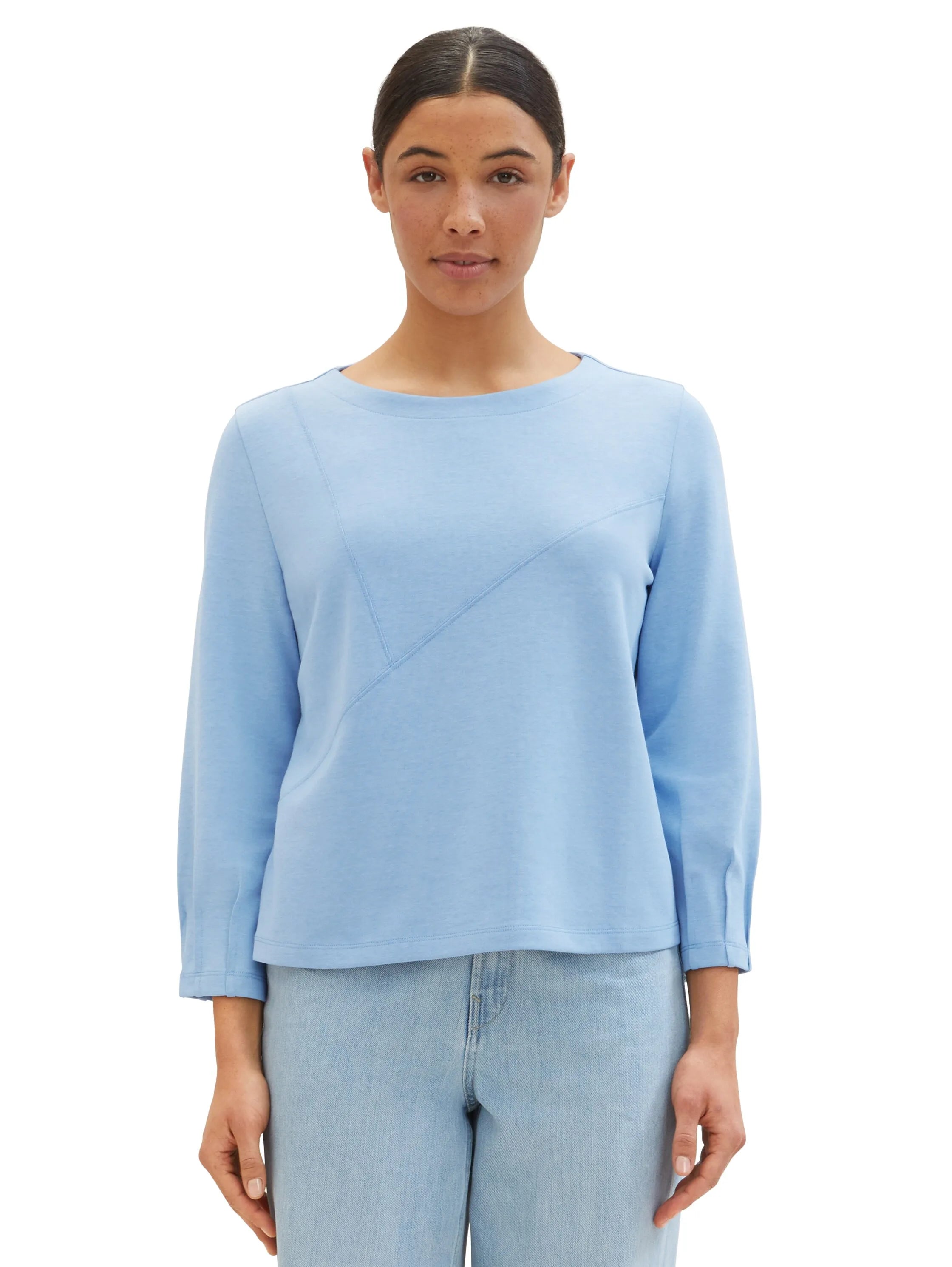 Tom Tailor Light Fjord Blue Women 7/8-Sleeved T-Shirt SKU: 1040566_34587 Image 04