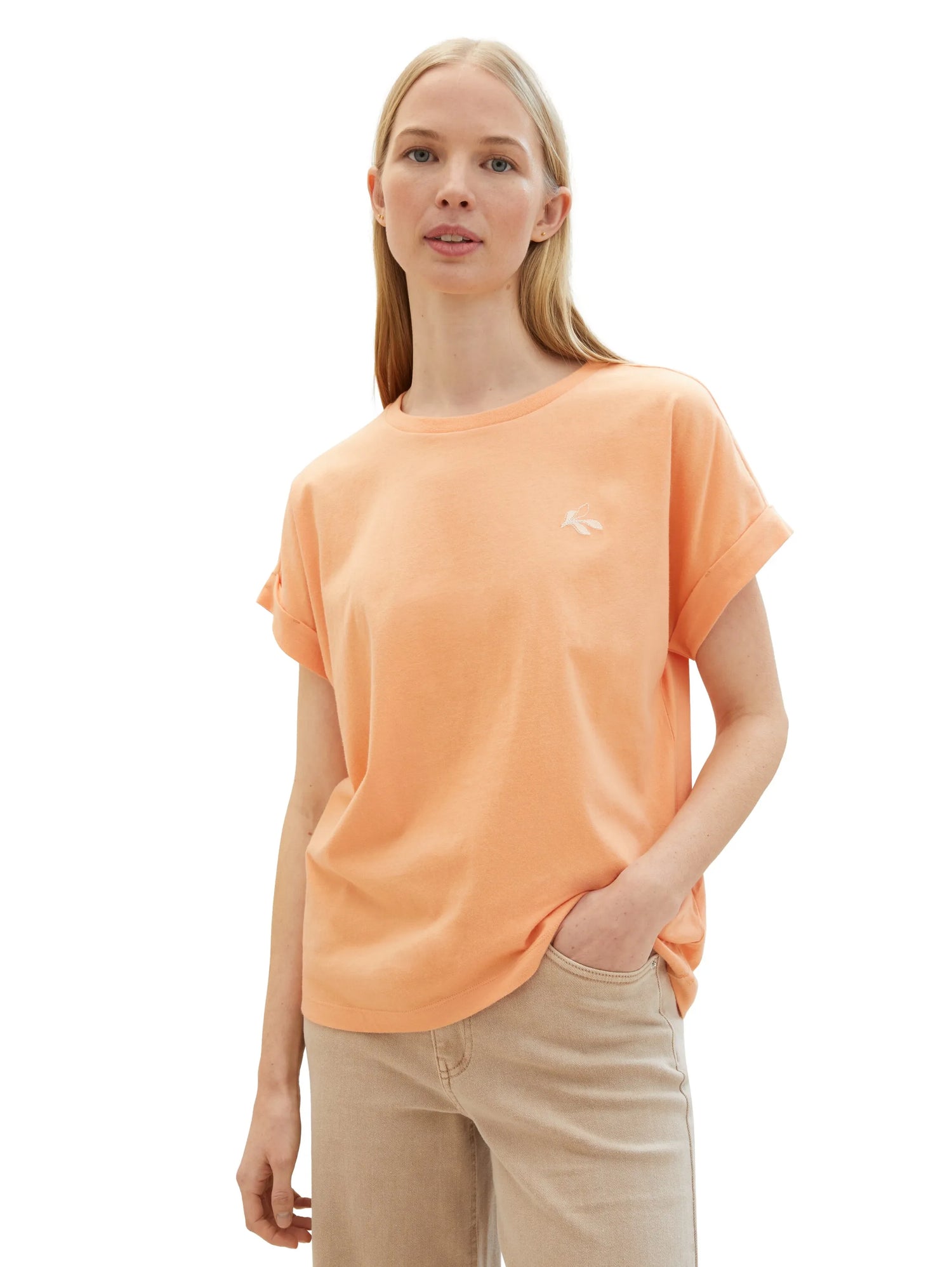 Tom Tailor Light Coral Women Organic Cotton T-Shirt SKU: 1040578_34891 Image 01