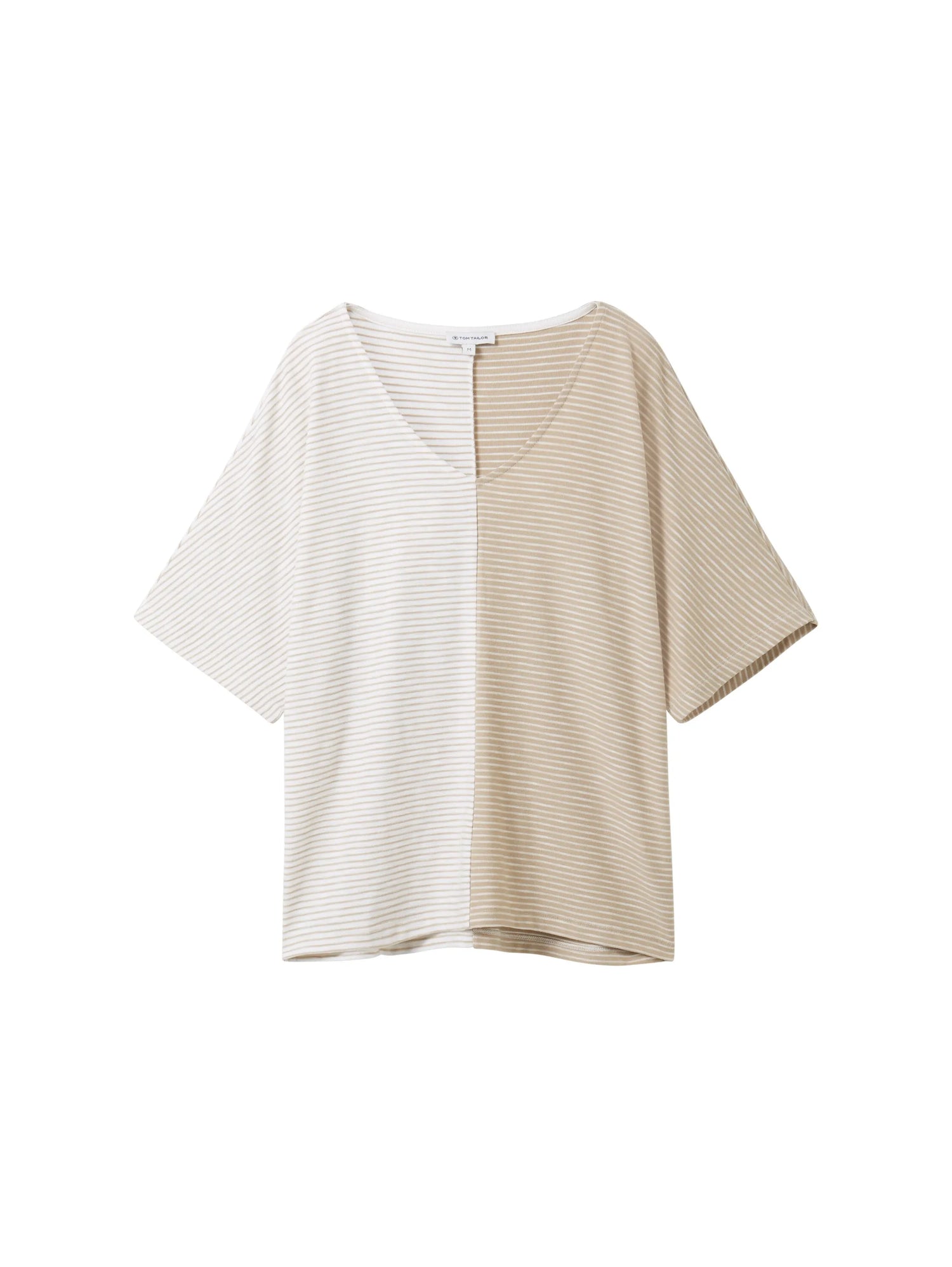 Tom Tailor Beige Offwhite Thin Stripe Women Striped T-Shirt SKU: 1040583_34836 Image 07