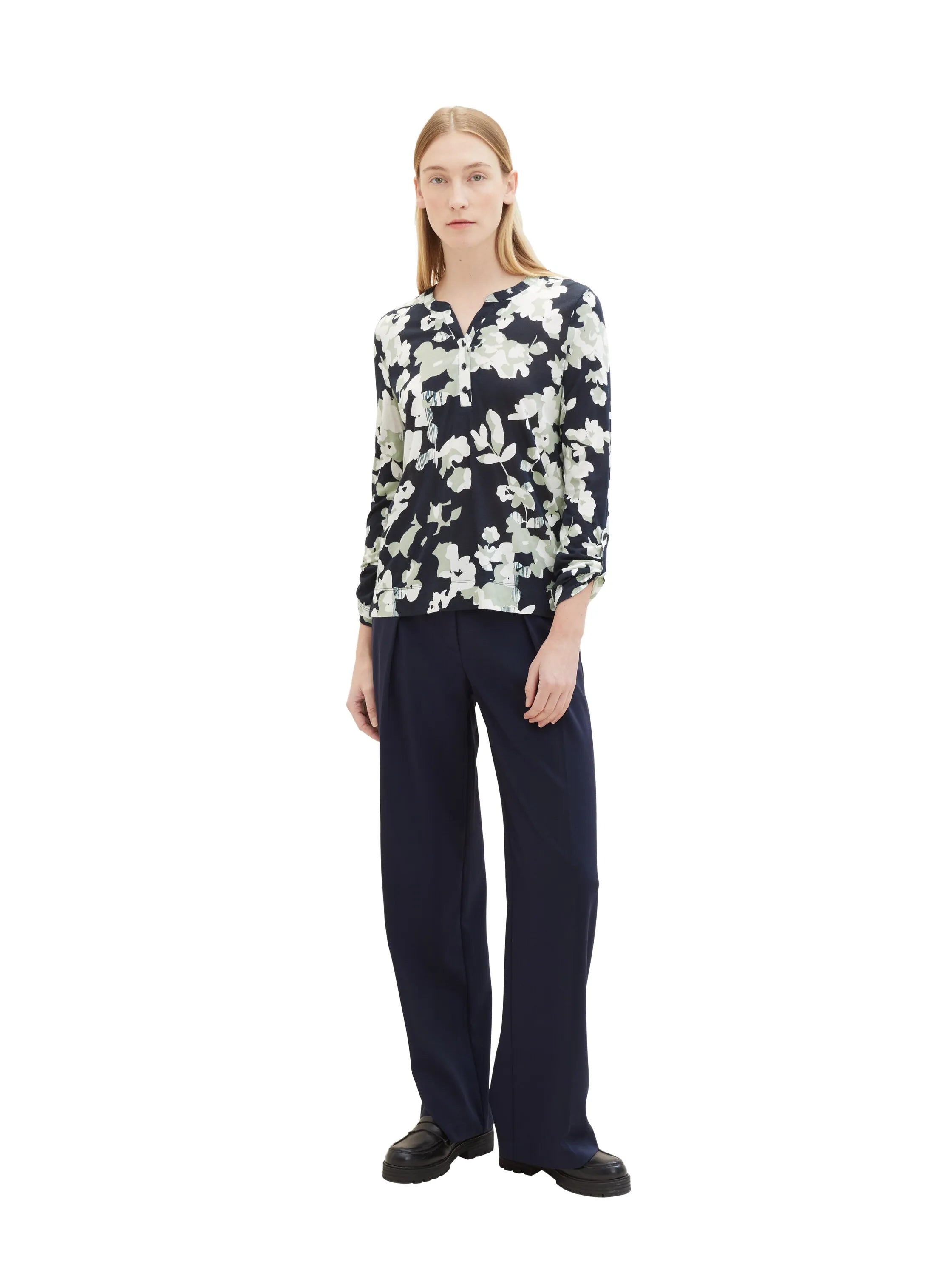 Tom Tailor Cut Floral Design Women Patterned 7/8 Sleeve Shirt SKU: 1040592_34790 Image 02